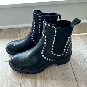 Zara black combat boots with silver detail